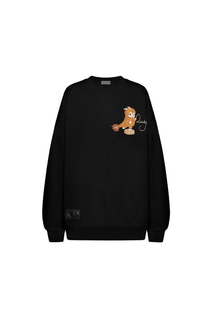 Ozlana Crewneck Faerie Dragon Sweatshirt (Black) | Women Tops