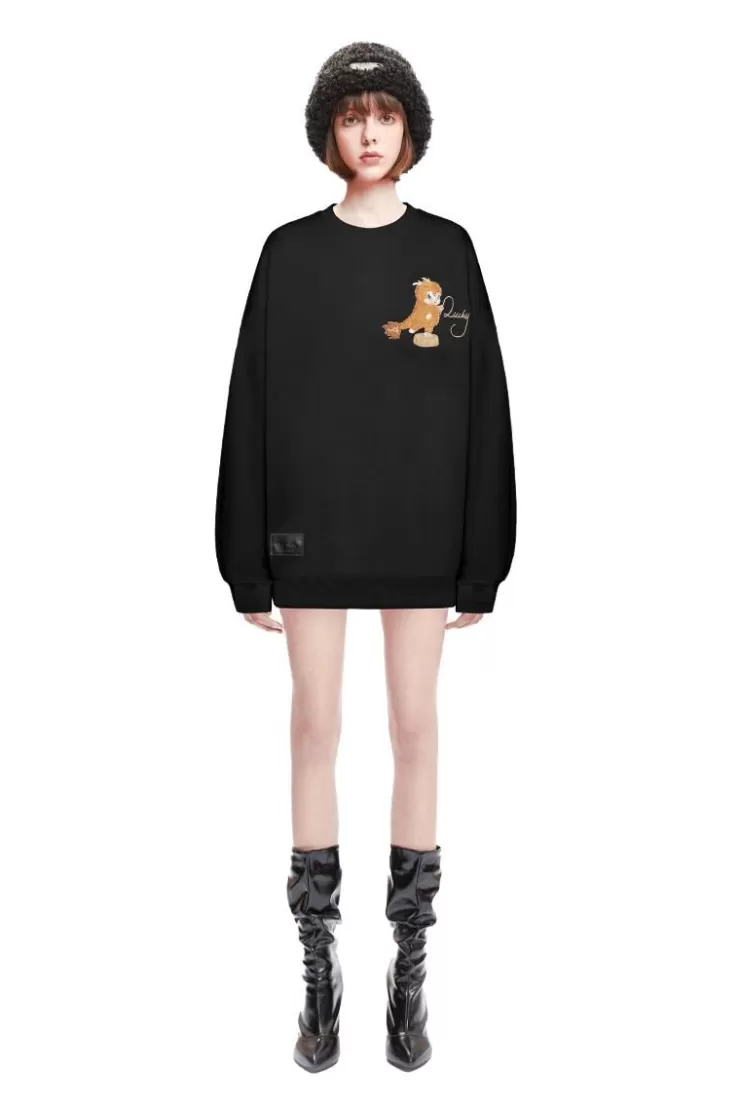 Ozlana Crewneck Faerie Dragon Sweatshirt (Black) | Women Tops