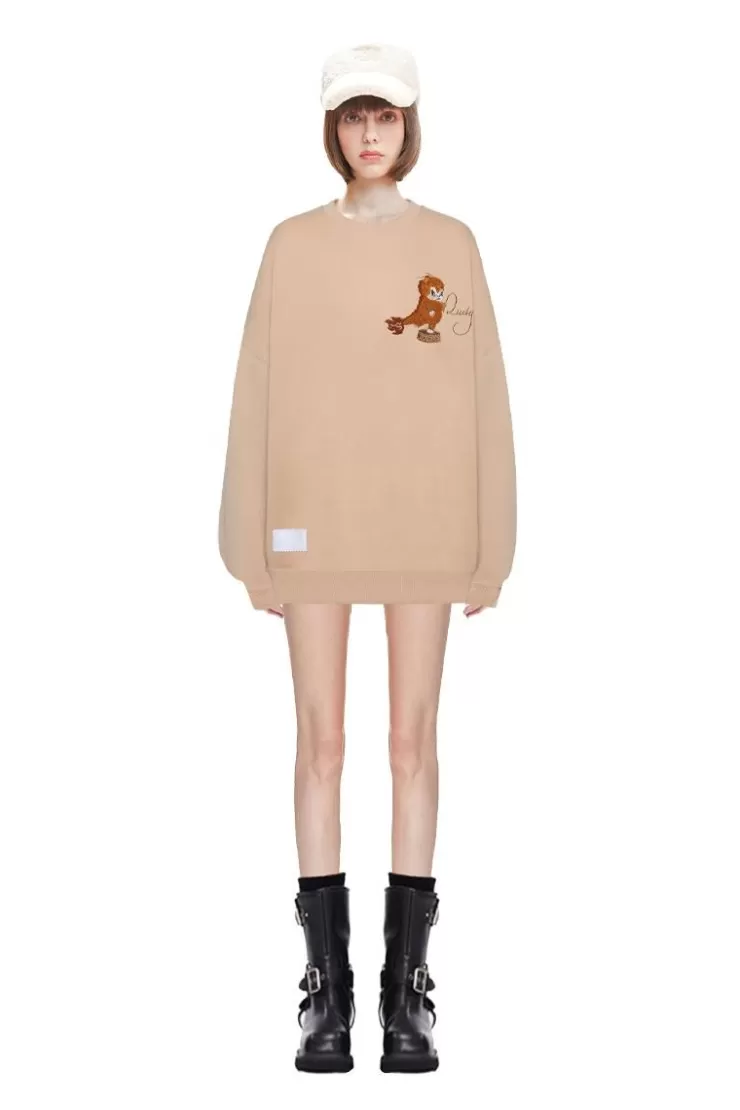 Ozlana Crewneck Faerie Dragon Sweatshirt (Camel) | Women Tops