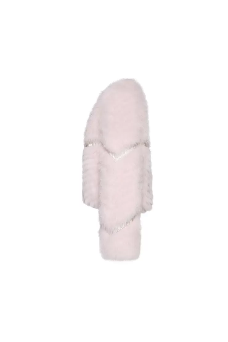 Ozlana Crystal Fringe Fox Fur Jacket (Pink) | Women Full Fur Jackets