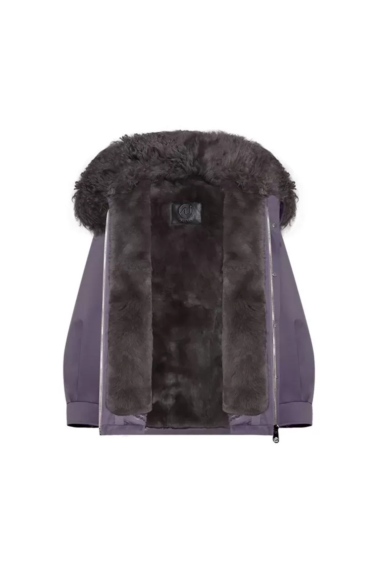 Ozlana Crystal Purple Lapel Parka | Women Classic & Designer Parkas