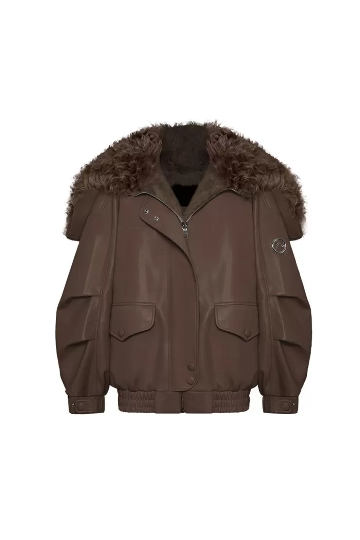 Ozlana Dark Brown Faux Leather Parka | Women Classic & Designer Parkas