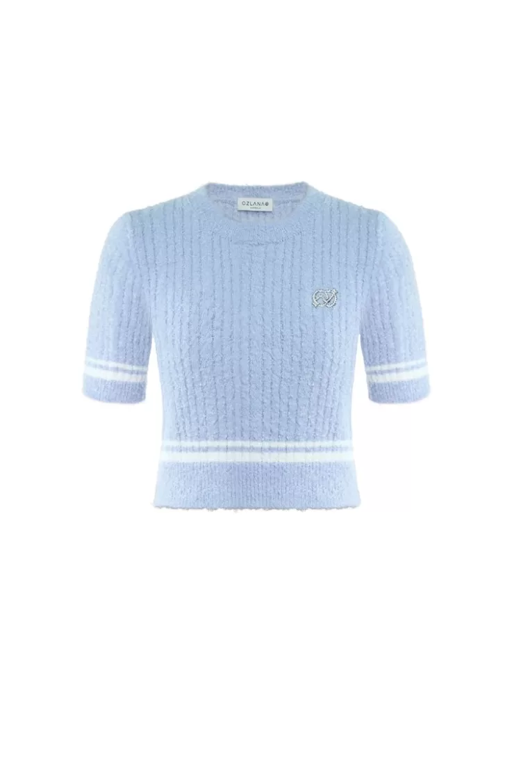 Ozlana Diamond Doll Crop Knit (Blue) | Women Knits