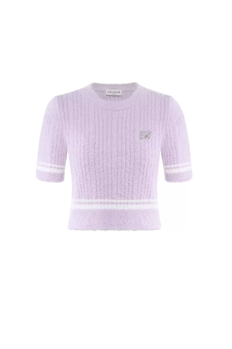 Ozlana Diamond Doll Crop Knit (Purple) | Women Knits