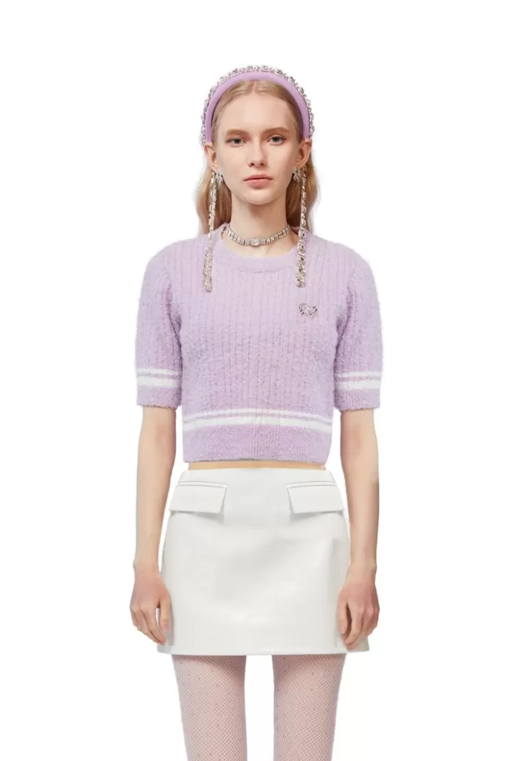 Ozlana Diamond Doll Crop Knit (Purple) | Women Knits