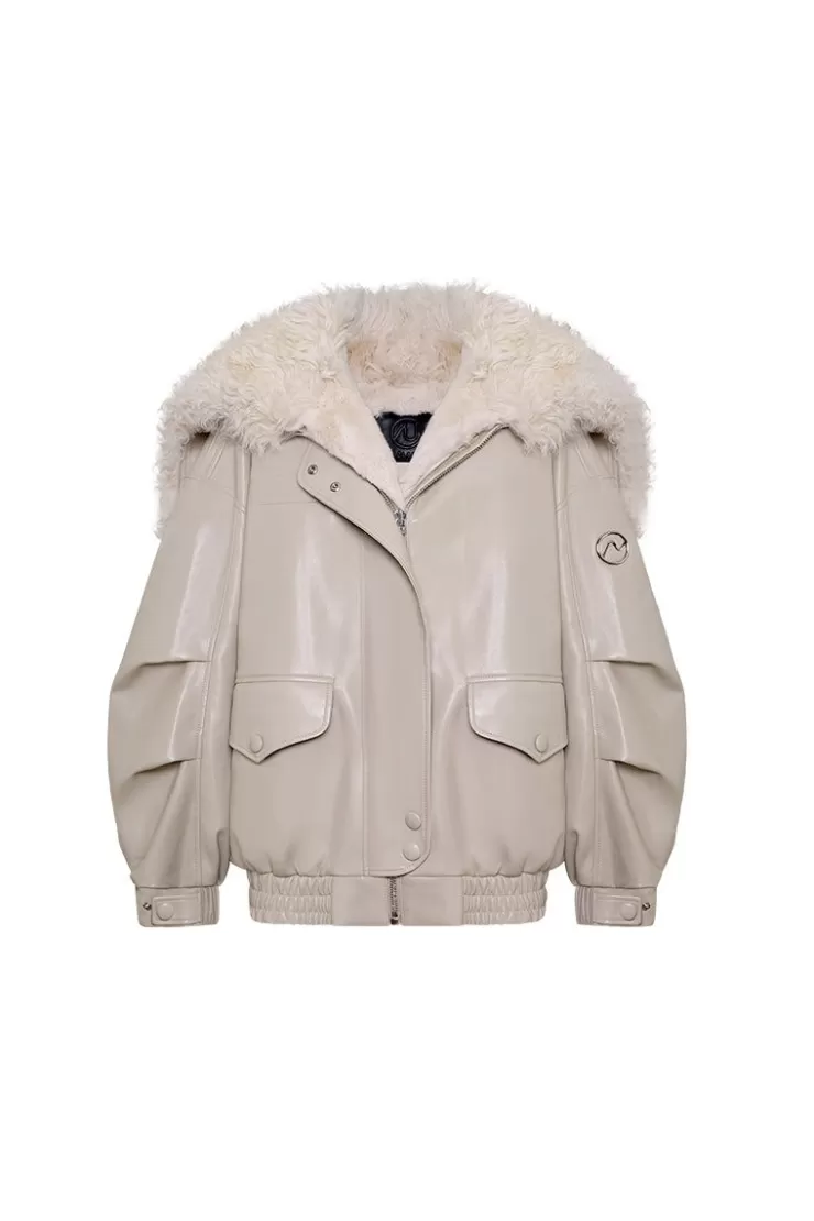 Ozlana Grey Faux Leather Parka | Women Classic & Designer Parkas