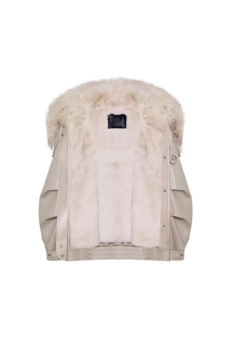 Ozlana Grey Faux Leather Parka | Women Classic & Designer Parkas