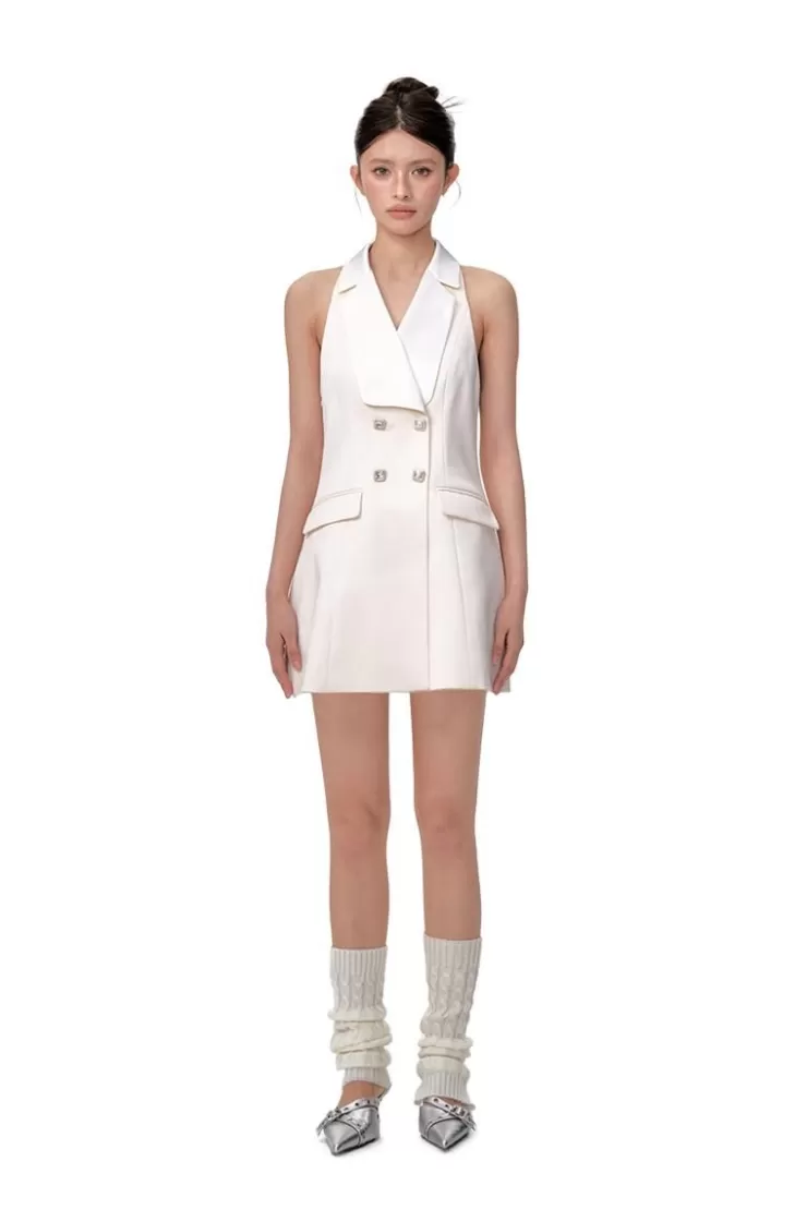 Ozlana Halter Neck Suit Dress(Cream) | Women Dresses & Sets