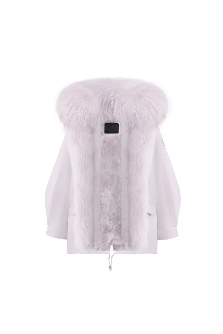 Ozlana Haze Purple Oversize Parka+Purple Rabbit Fur/Raccoon Fur | Women Classic & Designer Parkas