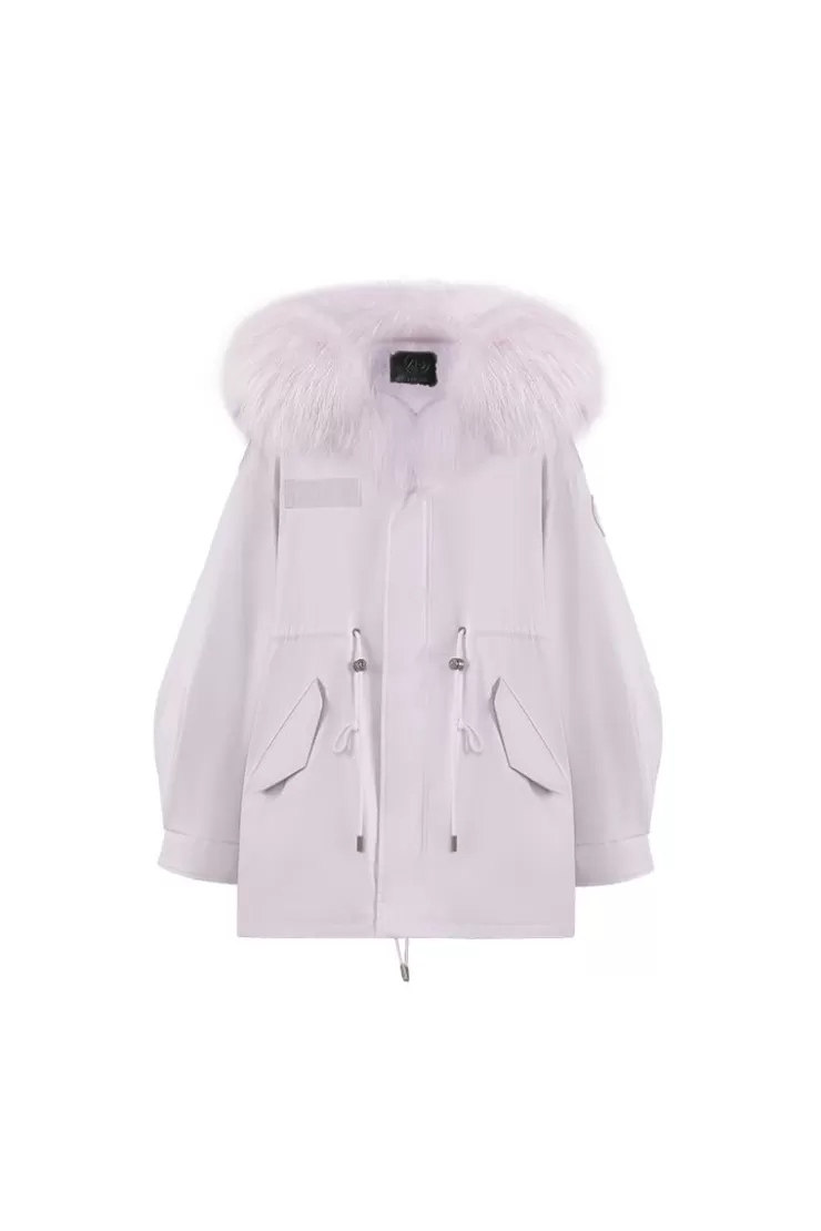 Ozlana Haze Purple Oversize Parka+Purple Rabbit Fur/Raccoon Fur | Women Classic & Designer Parkas