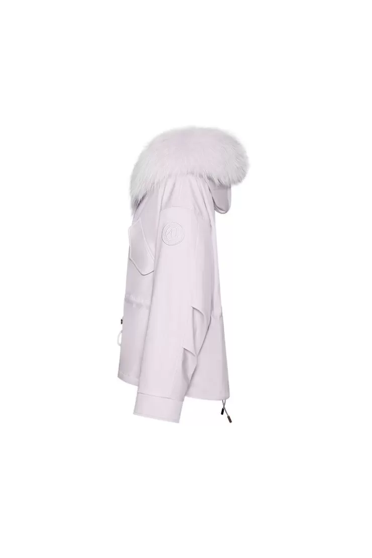 Ozlana Haze Purpleshort Oversize Parka+Purple Rabbit Fur/Raccoon Fur | Women Classic & Designer Parkas