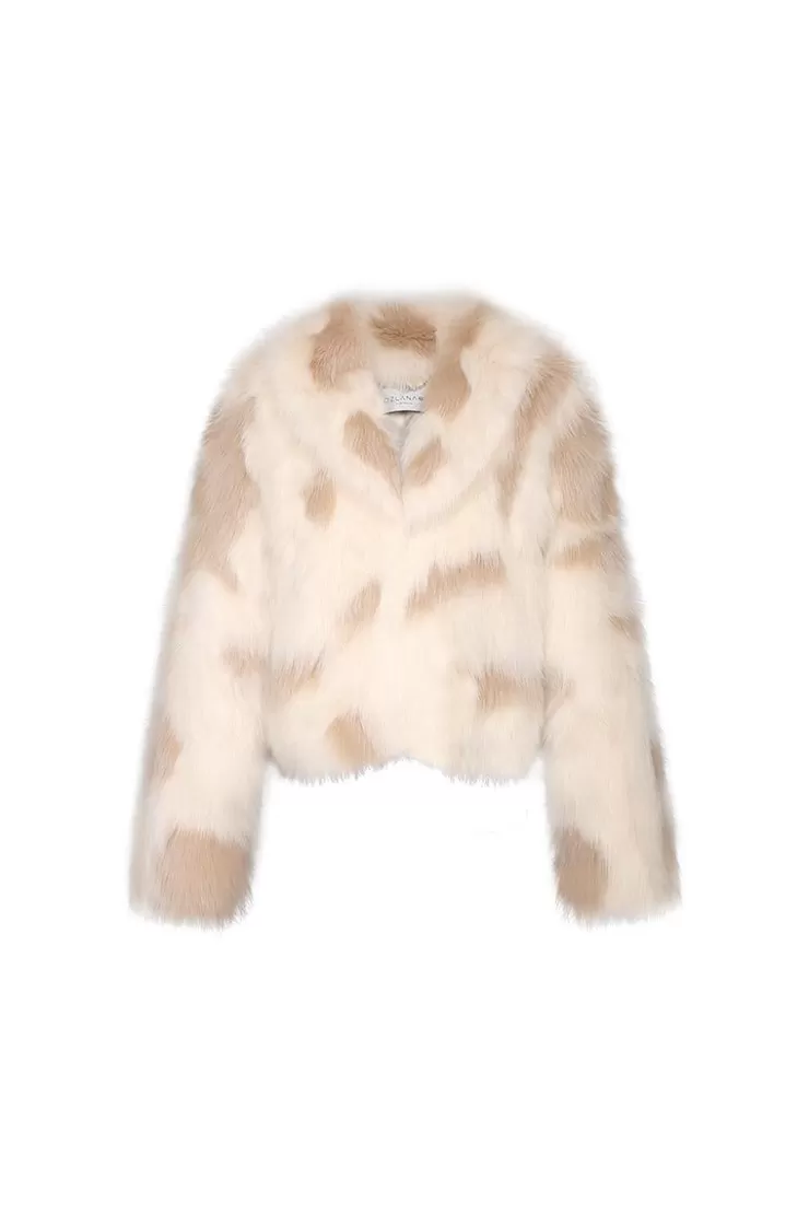 Ozlana Highland Wide Lapel Crop Racoon Fur Jacket(Cow Chestnut) | Women Omniverse: Milan Runway Collection