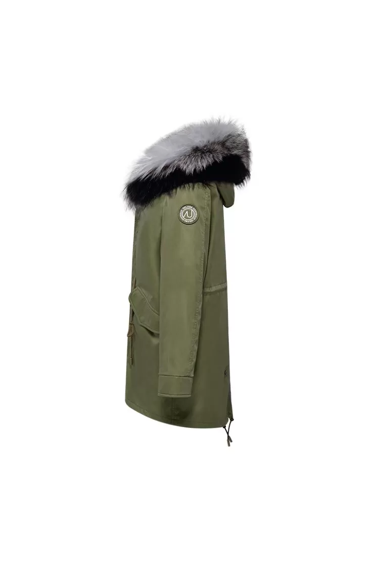 Ozlana Khaki Green+Blue Cake | Women Classic & Designer Parkas