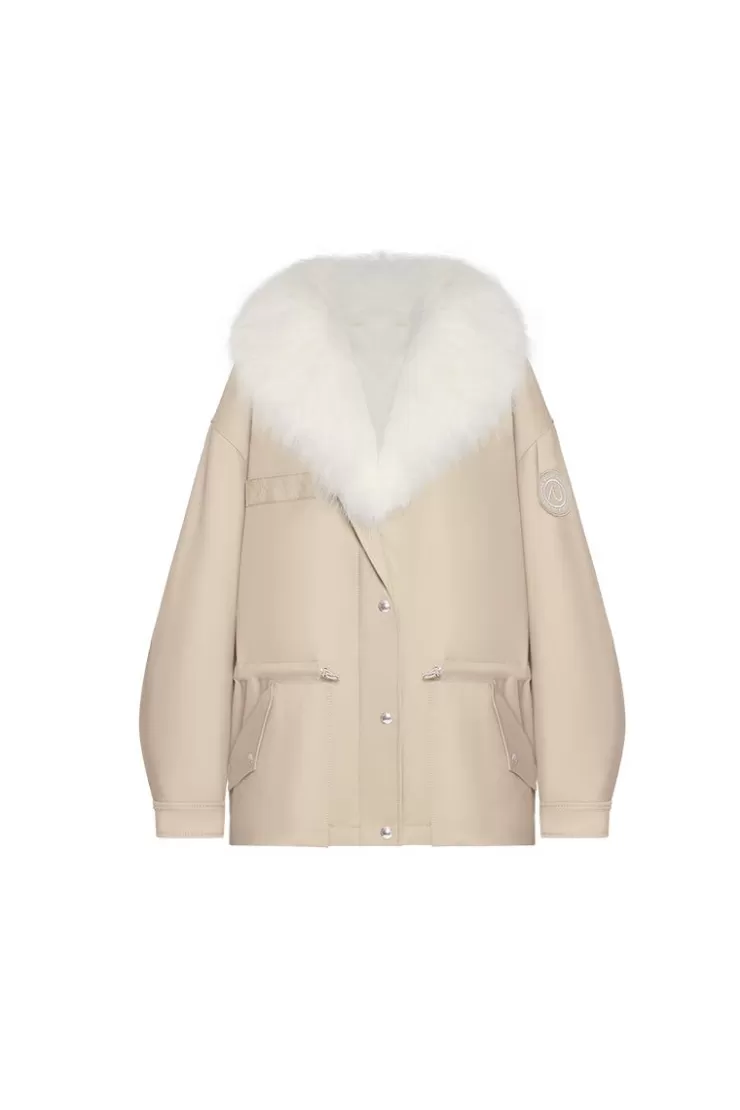 Ozlana Khaki Transform Parka + White Fur Coat | Women Classic & Designer Parkas