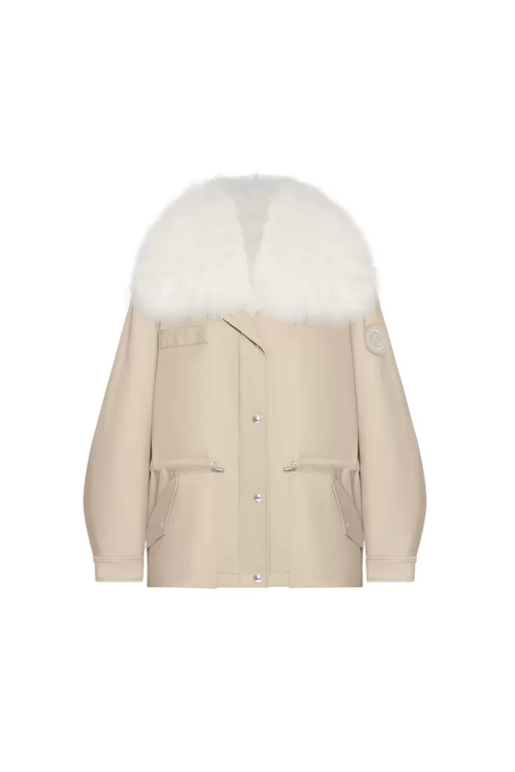 Ozlana Khaki Transform Parka + White Lapel Fox Fur Coat | Women Classic & Designer Parkas