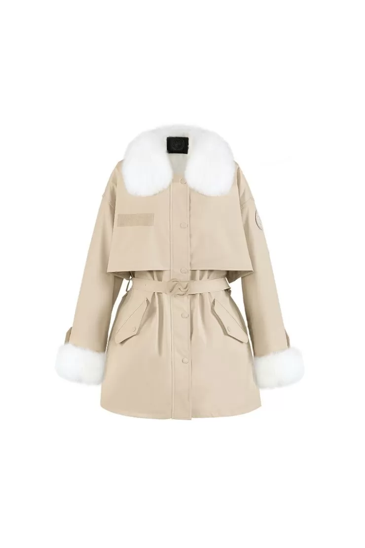 Ozlana Khaki Trench Parka | Women Classic & Designer Parkas