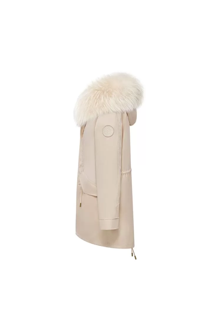 Ozlana Khaki+Classic Creamy Raccoon | Women Classic & Designer Parkas