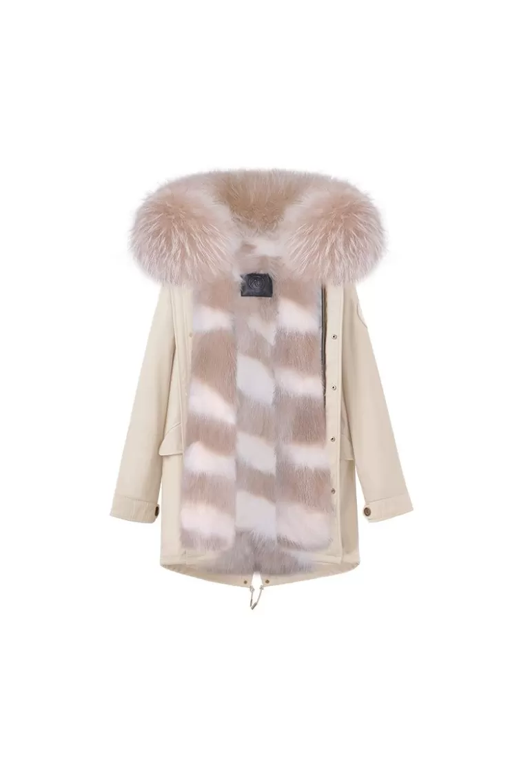 Ozlana Khaki+Cream Zebra | Women Classic & Designer Parkas