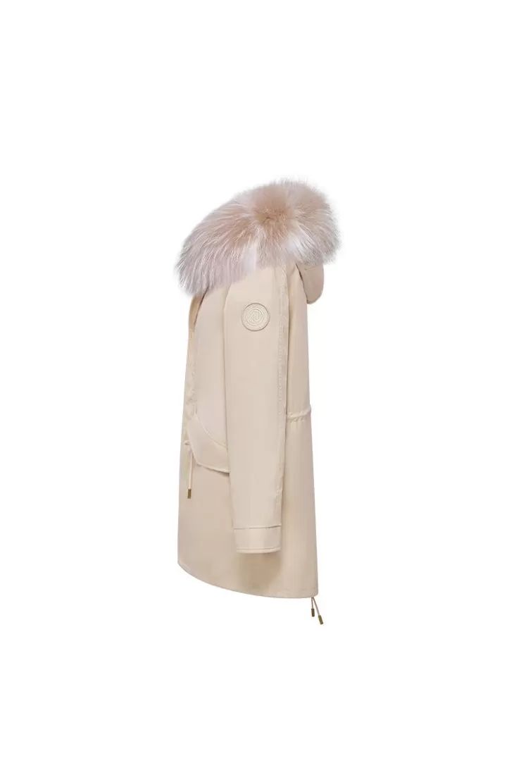 Ozlana Khaki+Cream Zebra | Women Classic & Designer Parkas