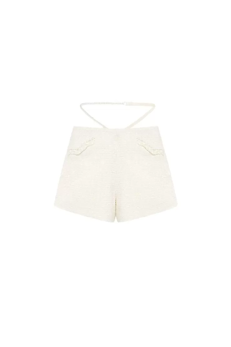 Ozlana Little Obelia Tweed Shorts (Cream) | Women Bottoms