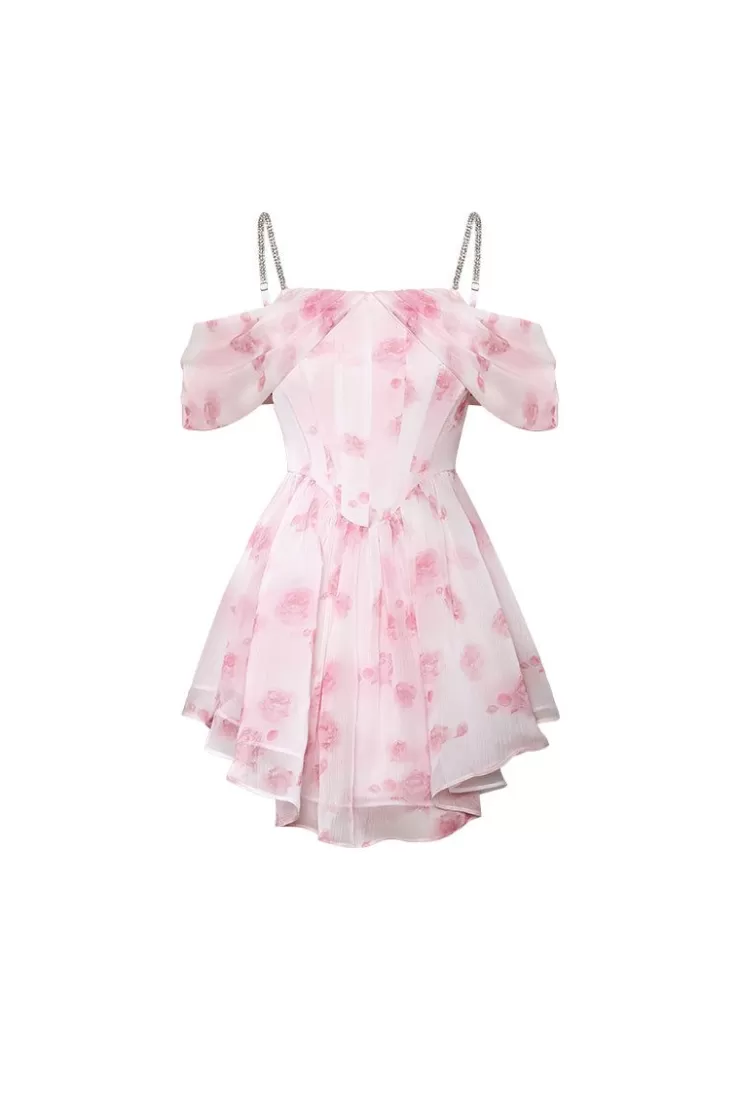 Ozlana Lorelei Off Shoulder Bustier Dress (Pink) | Women Dresses & Sets
