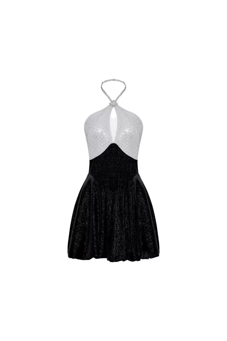 Ozlana Lyrical Love Halterneck Dress(Black) | Women Dresses & Sets