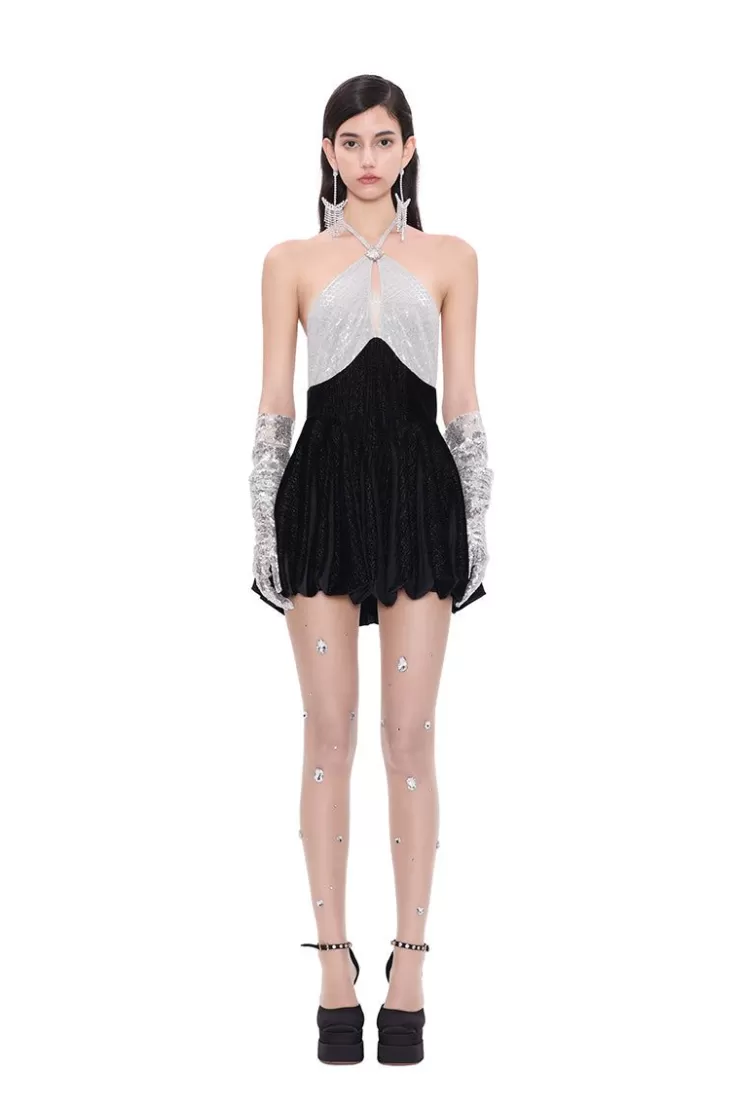 Ozlana Lyrical Love Halterneck Dress(Black) | Women Dresses & Sets
