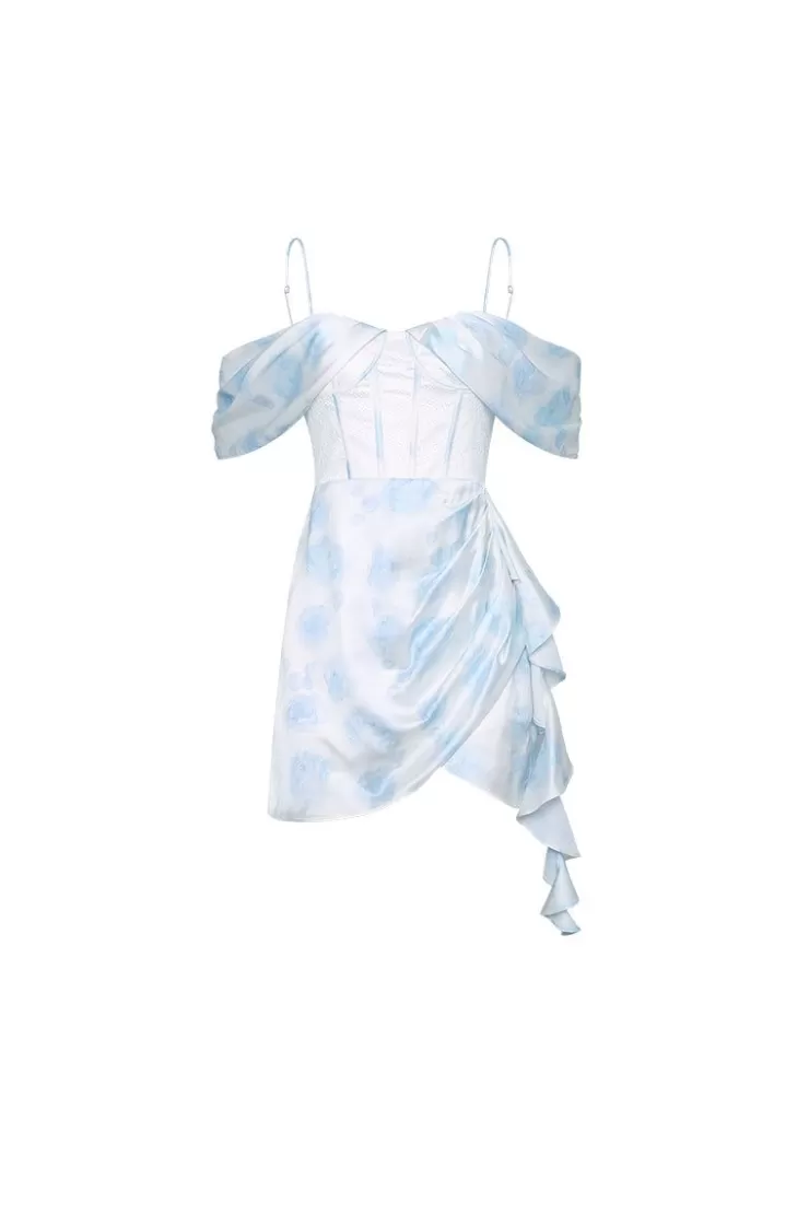 Ozlana Melody Off Shoulder Bustier Dress (Blue) | Women Dresses & Sets