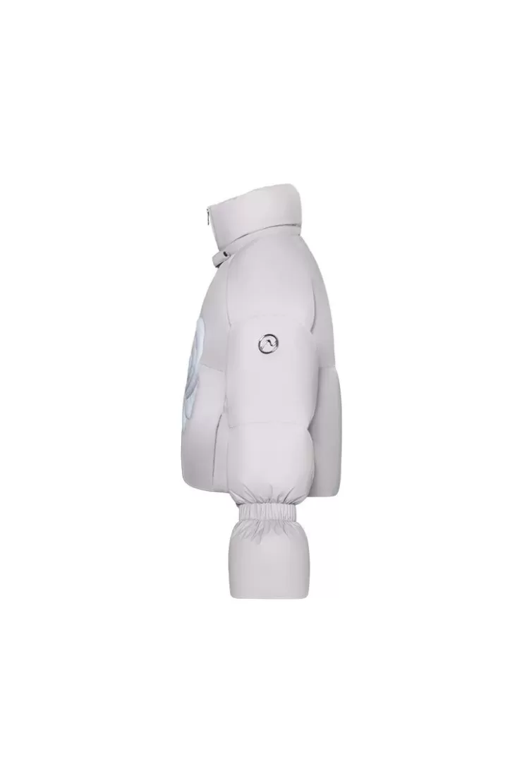 Ozlana Melting Rose Heart Puffer Jacket(Light Grey) | Women Down Puffer Jackets