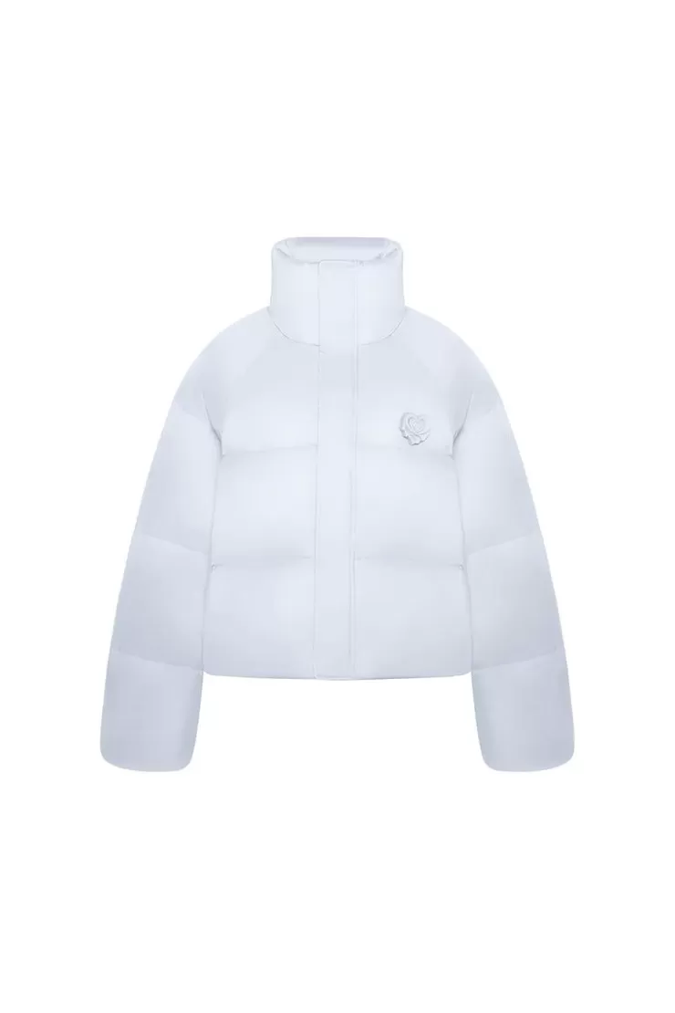 Ozlana Melting Rose Heart Quilted Puffer Jacket(Blue) | Women Down Puffer Jackets