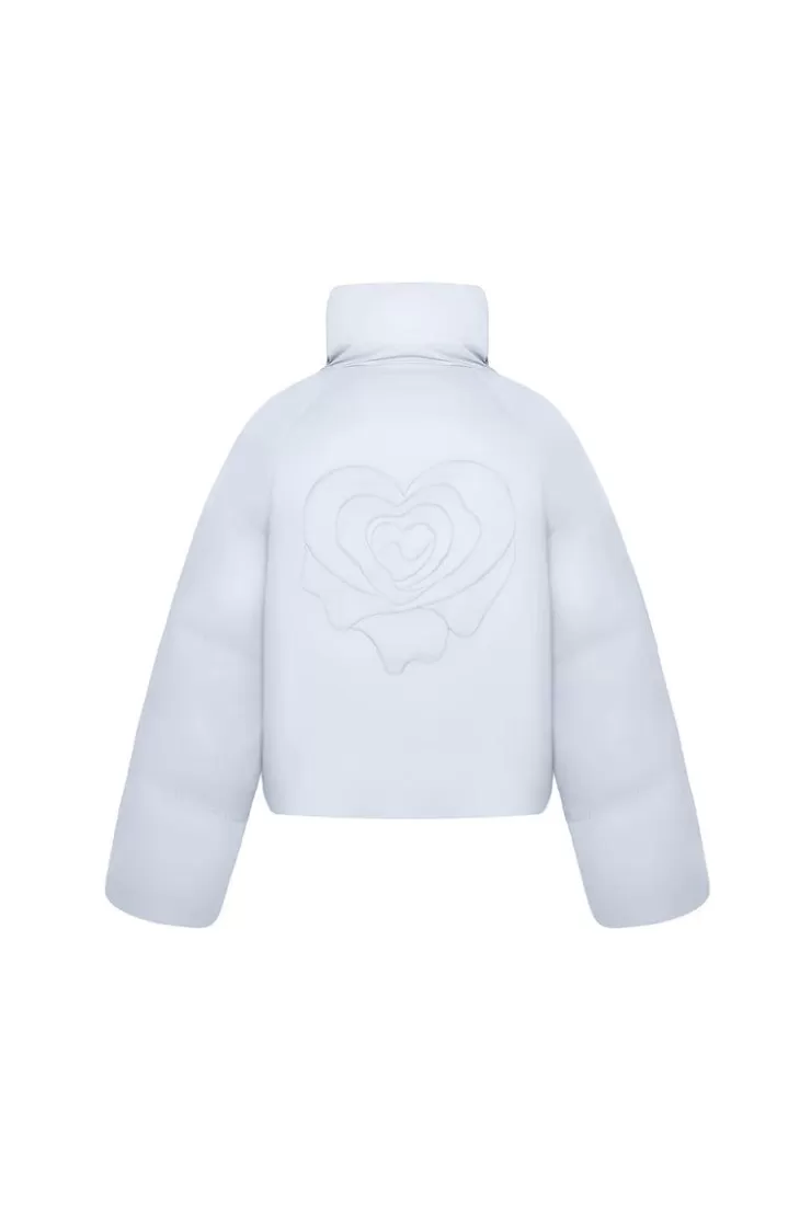 Ozlana Melting Rose Heart Quilted Puffer Jacket(Blue) | Women Down Puffer Jackets