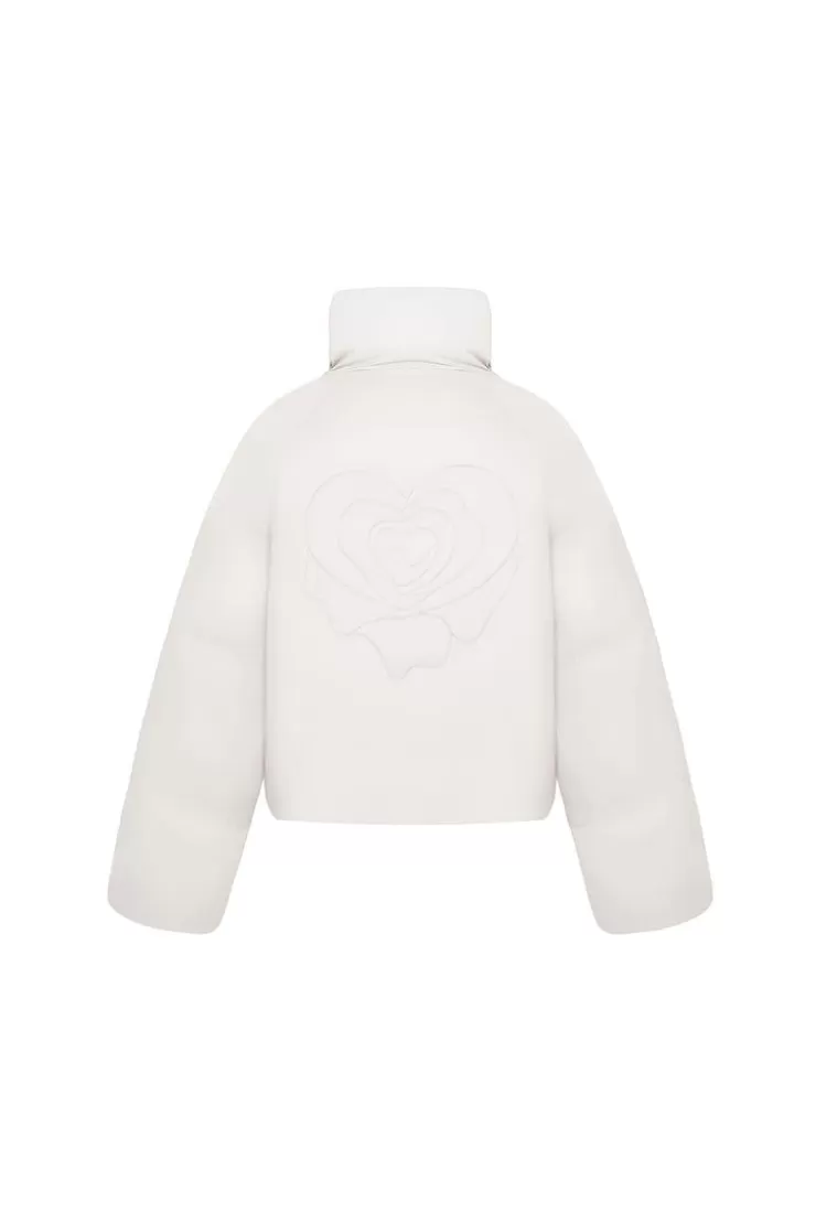 Ozlana Melting Rose Heart Quilted Puffer Jacket(Cream) | Women Down Puffer Jackets