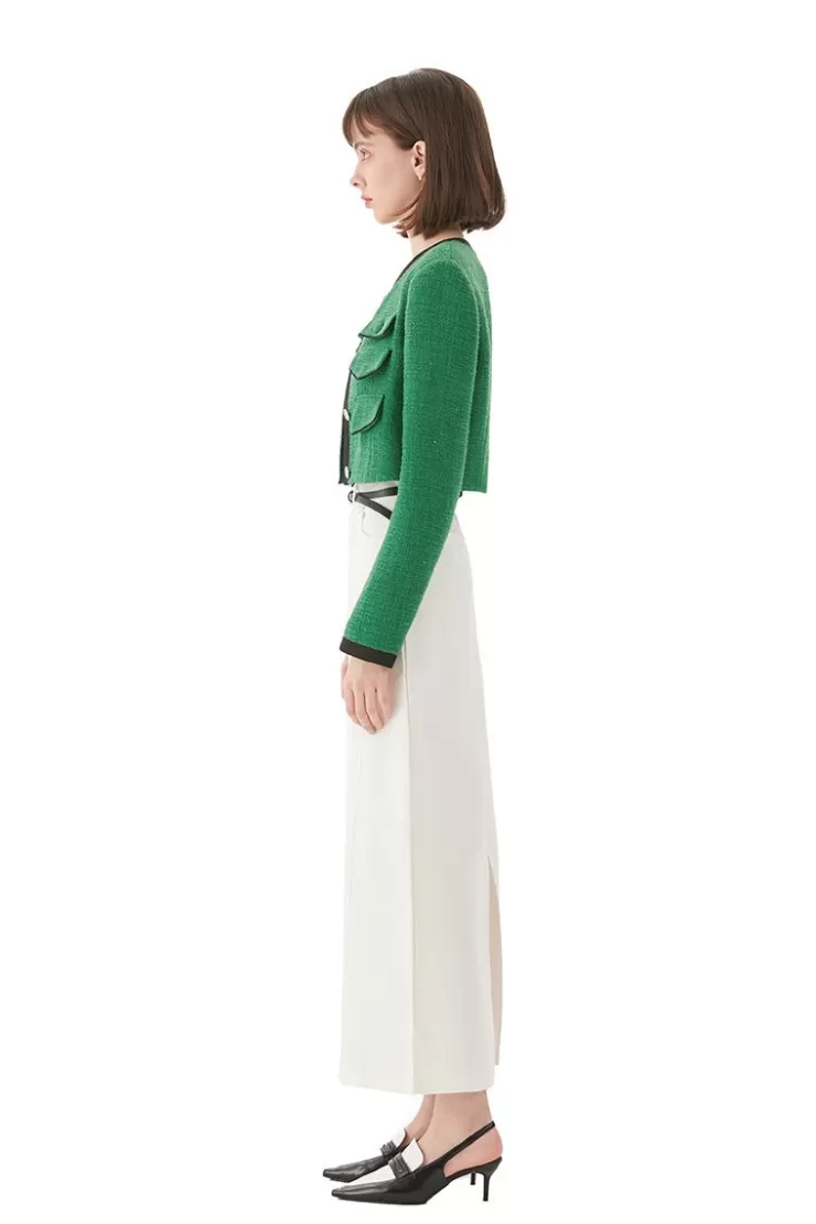 Ozlana Multi-Pocket Vintage Tweed Jacket (Green) | Women Tweeds