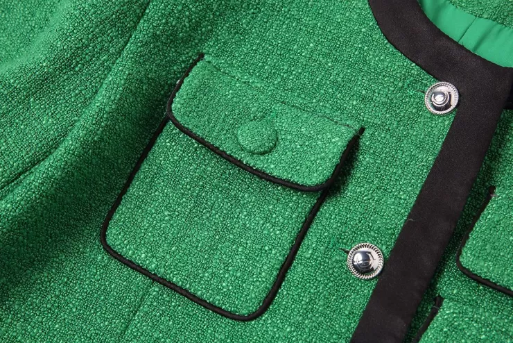 Ozlana Multi-Pocket Vintage Tweed Jacket (Green) | Women Tweeds