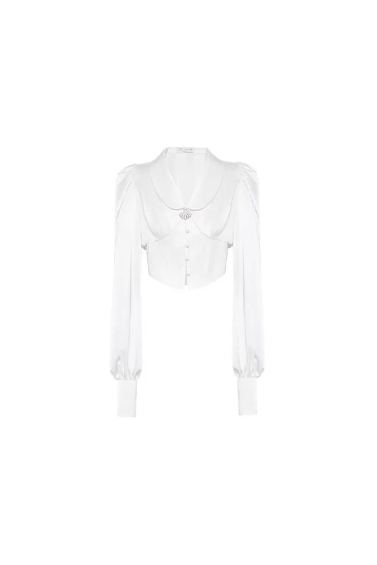 Ozlana Mystique Lace Top(Cream) | Women Tops