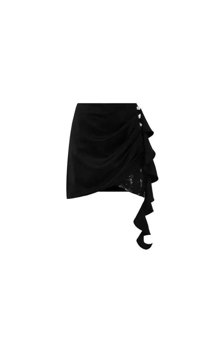 Ozlana Nautilus Shell Mini Skirt(Black) | Women Bottoms