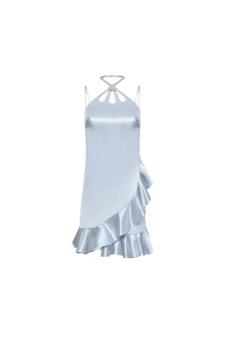 Ozlana Ocean Flow Rufflle Dress(Blue) | Women Dresses & Sets