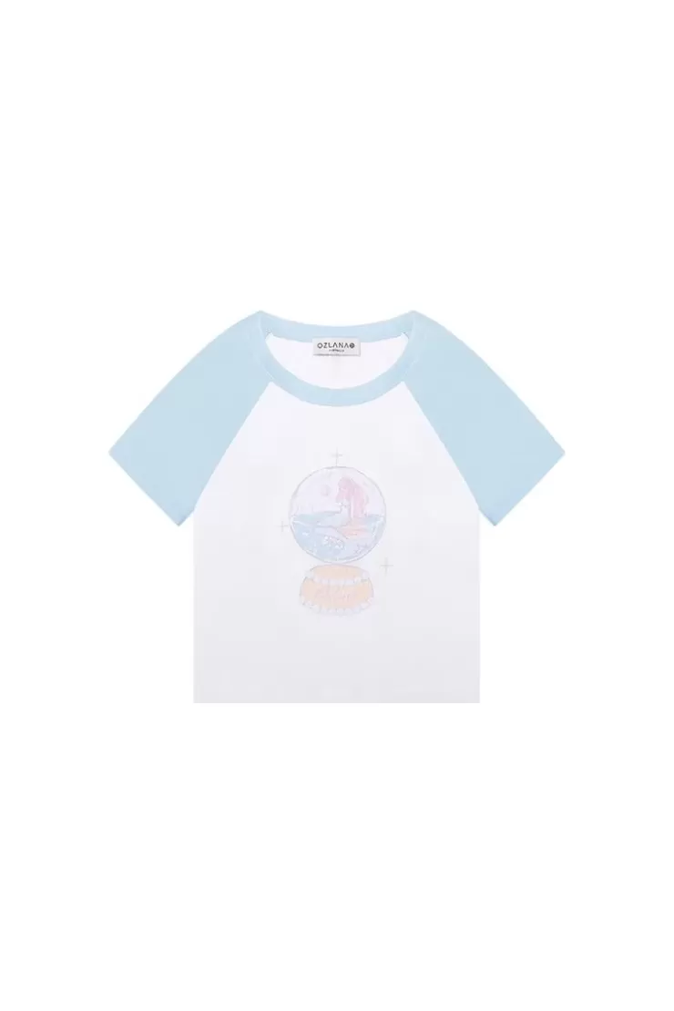 Ozlana Oceania Mermaid Raglan Tee(Blue) | Women Tee Shirts
