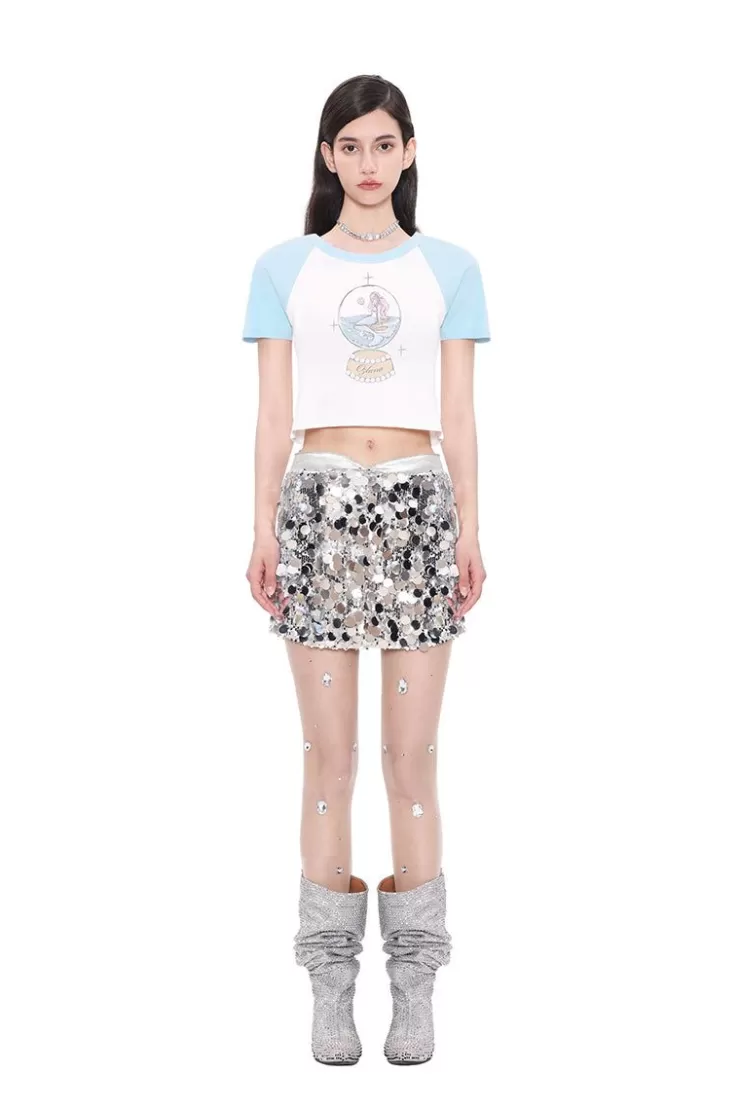 Ozlana Oceania Mermaid Raglan Tee(Blue) | Women Tee Shirts