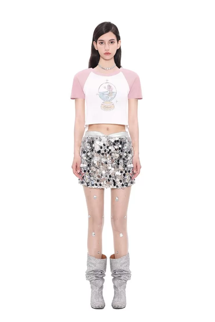 Ozlana Oceania Mermaid Raglan Tee(Pink) | Women Tee Shirts