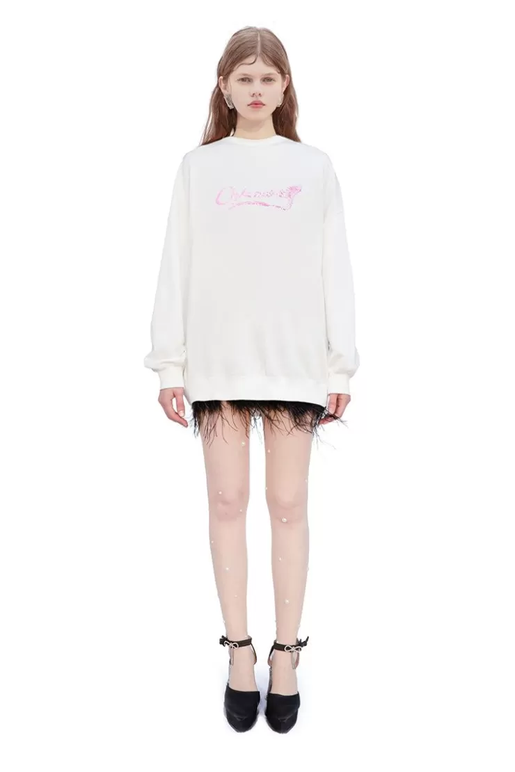 Ozlana Oceania Pearl Oversized Sweatshirt(White) | Women Tops