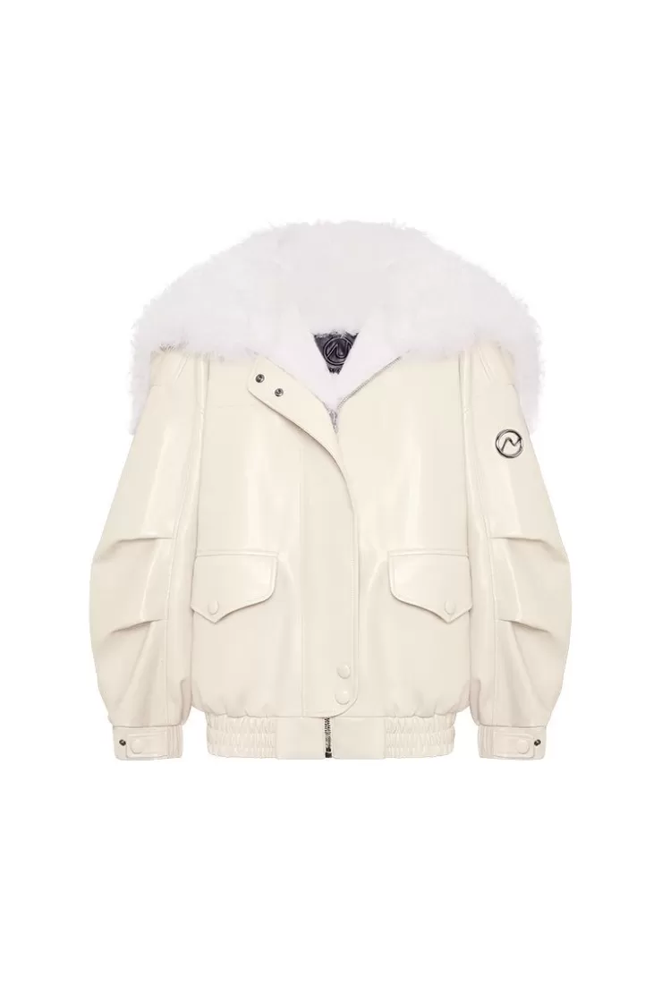 Ozlana Offwhite Faux Leather Parka | Women Omniverse: Milan Runway Collection