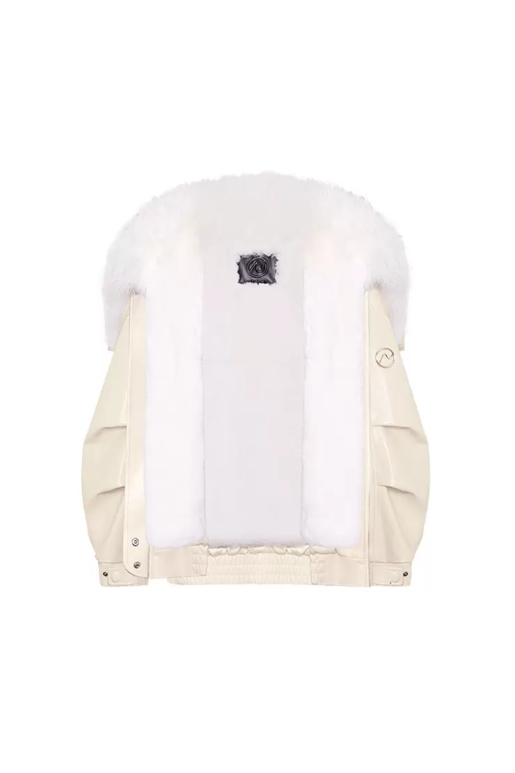 Ozlana Offwhite Faux Leather Parka | Women Omniverse: Milan Runway Collection
