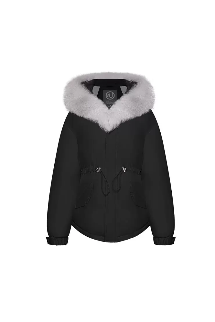 Ozlana Omni Fox Fur Gradient Down Parka(Black) | Women Down Puffer Jackets