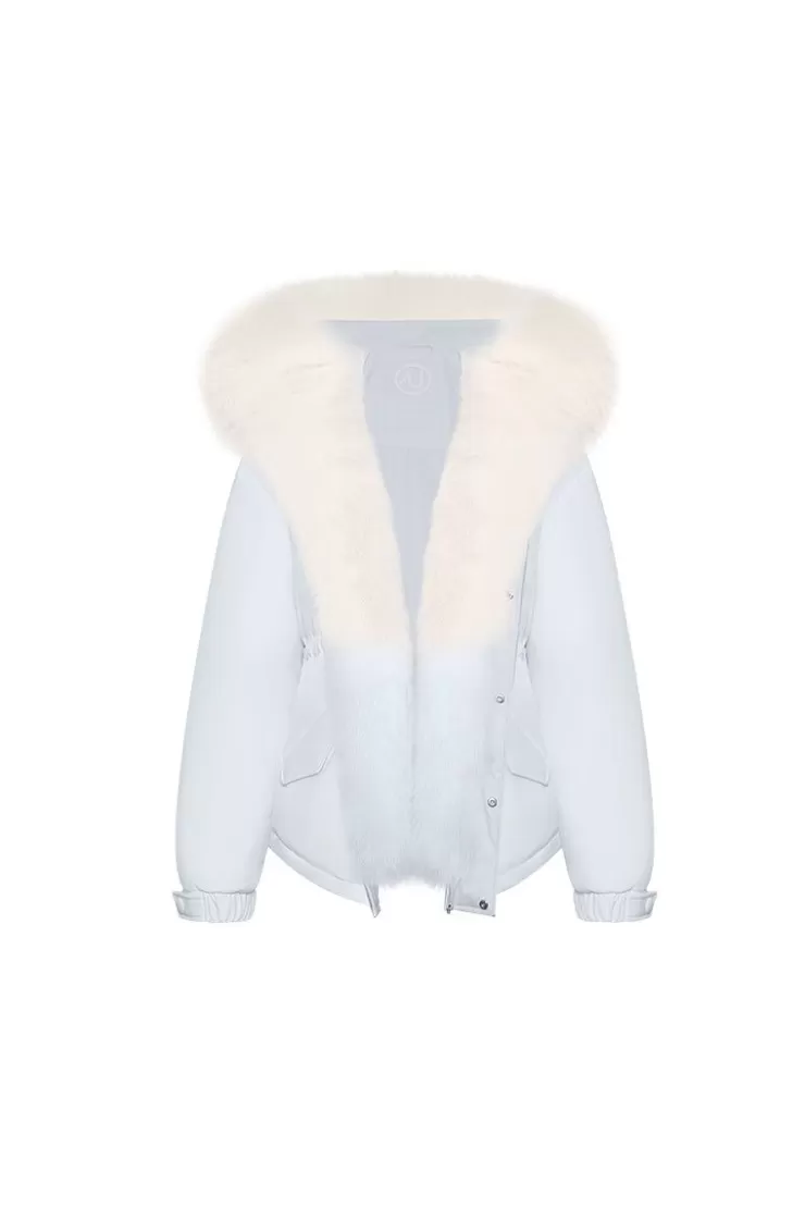 Ozlana Omni Fox Fur Gradient Down Parka(Blue) | Women Down Puffer Jackets