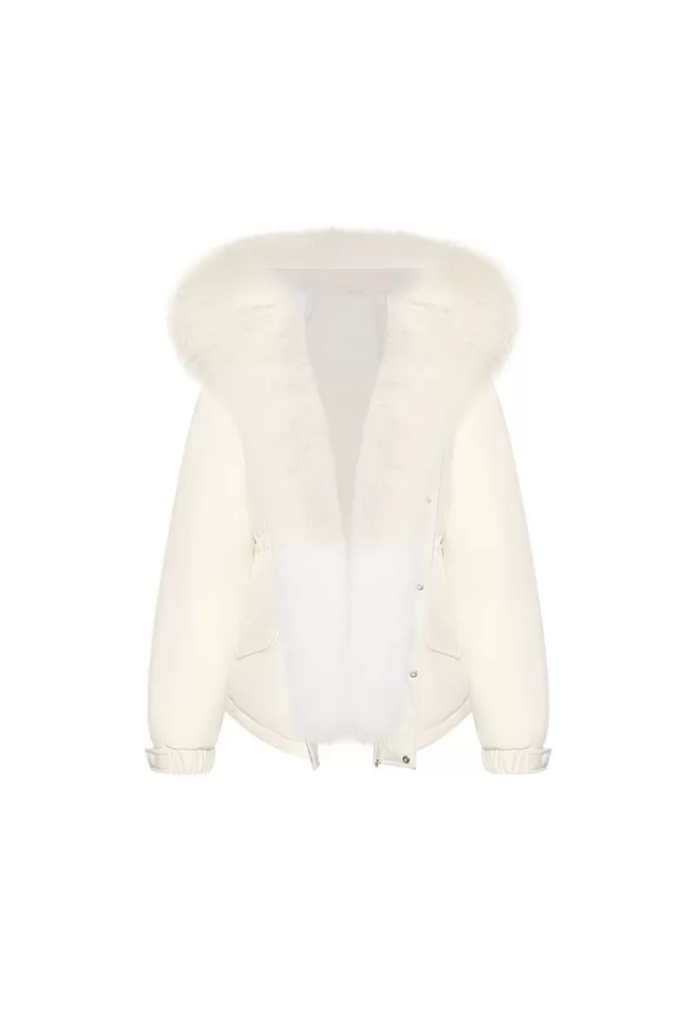 Ozlana Omni Fox Fur Gradient Down Parka(Cream) | Women Down Puffer Jackets