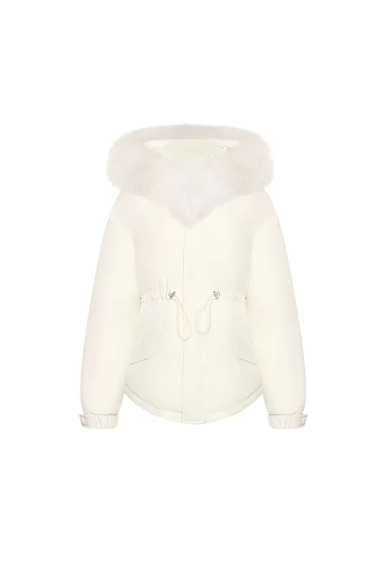 Ozlana Omni Fox Fur Gradient Down Parka(Cream) | Women Down Puffer Jackets