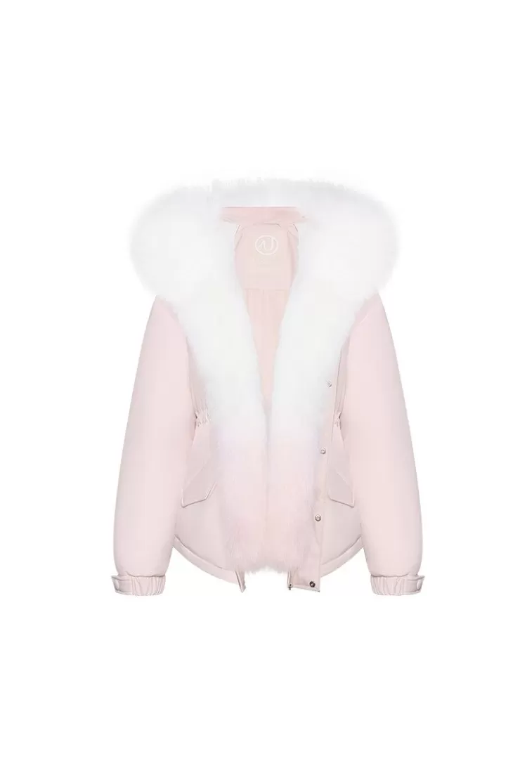 Ozlana Omni Fox Fur Gradient Down Parka(Pink) | Women Down Puffer Jackets