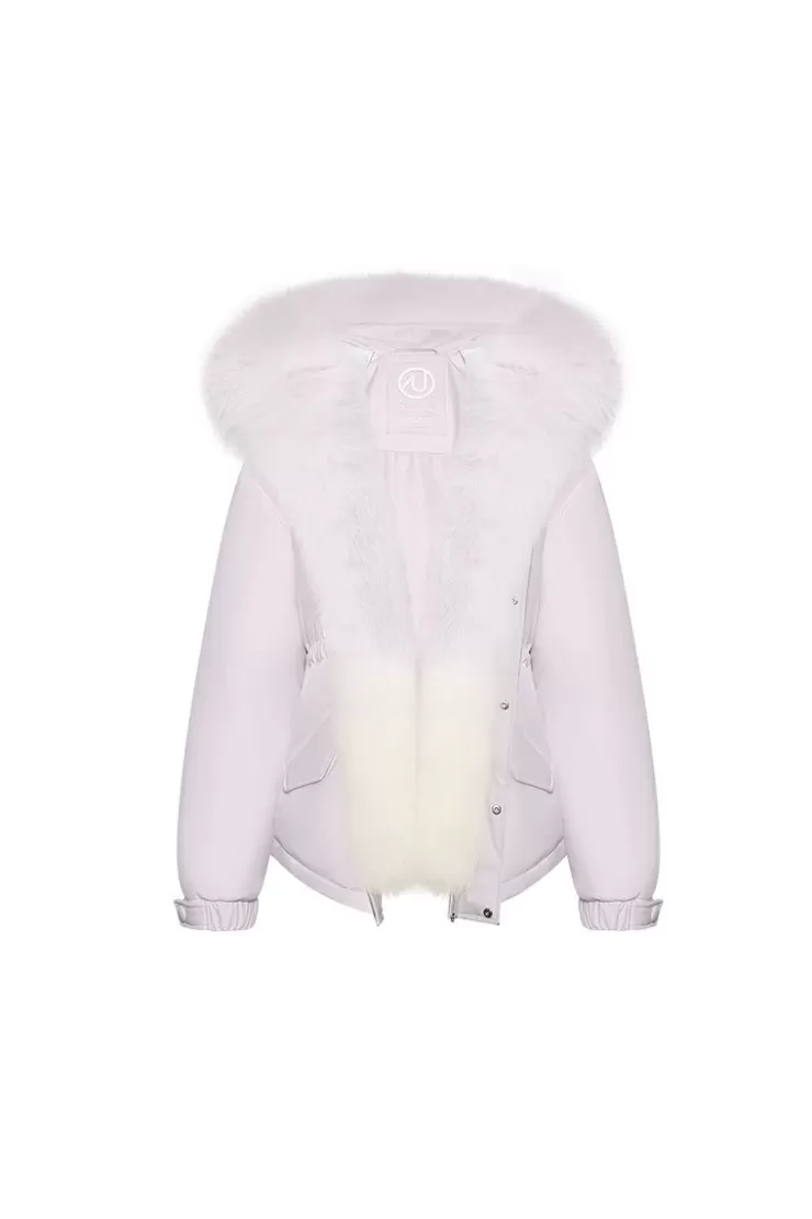 Ozlana Omni Fox Fur Gradient Down Parka(Purple) | Women Down Puffer Jackets