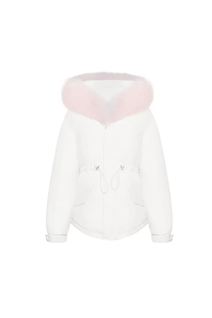 Ozlana Omni Fox Fur Gradient Down Parka(White) | Women Down Puffer Jackets